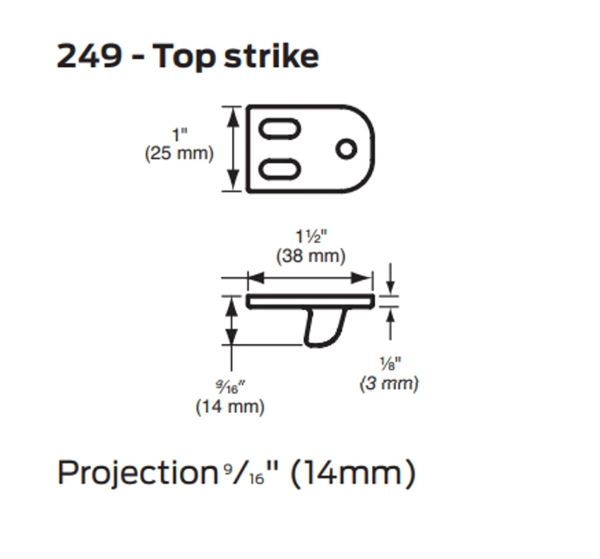 Picture of 249 Vertical Rod Top Strike, 33/3549A/98/9949 Standard Strike, w/Shims, Fasteners