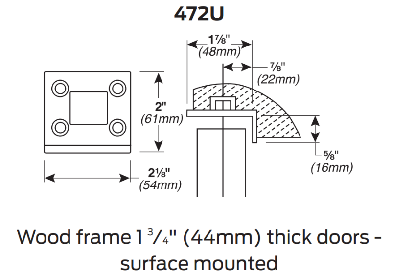 Picture of 472U Concealed Rod Strike, 5547WDC Standard, 1-3/4 Door Wood Frame