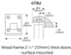 Picture of 473U, Concealed Rod Top Strike, 5547WDC Standard, 2-1/4 Door Wood Frame