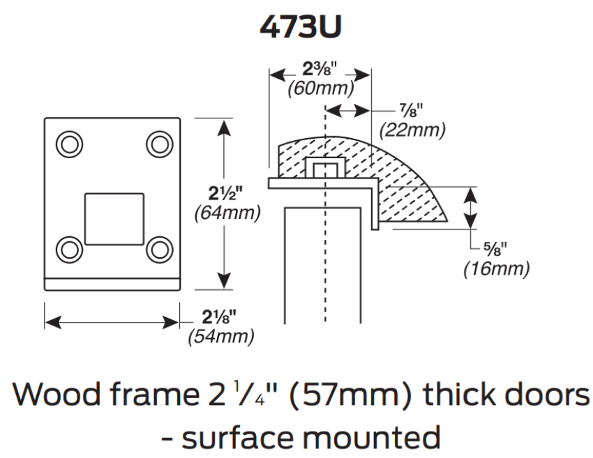 Picture of 473U, Concealed Rod Top Strike, 5547WDC Standard, 2-1/4 Door Wood Frame