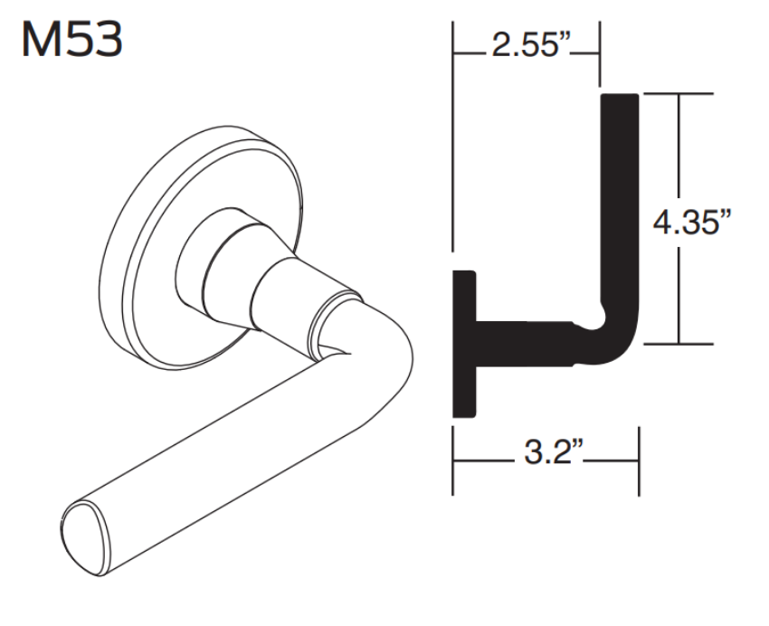Picture of 09-506 M53 Outside Lever Assembly For L Series, M53 Lever