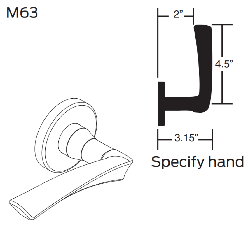 Picture of 09-506 M63 Outside Lever Assembly For L Series, M63 Lever