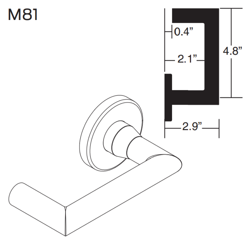 Picture of 09-506 M81 Outside Lever Assembly For L Series, M81 Lever
