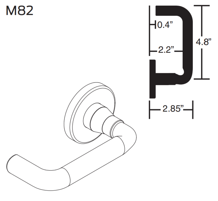Picture of 09-506 M82 Outside Lever Assembly For L Series, M82 Lever