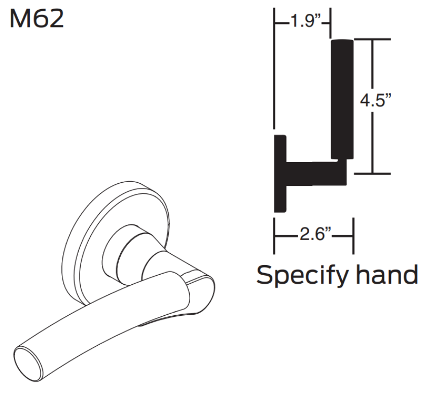 Picture of 09-506 M62 Outside Lever Assembly For L Series, M62 Lever