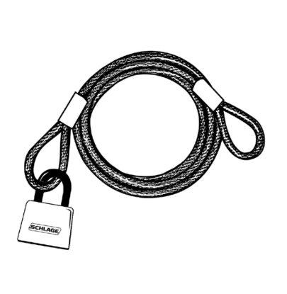 Picture of 994862 Cable Lock, Flexible Steel Cable, Laminated Padlock, 180"