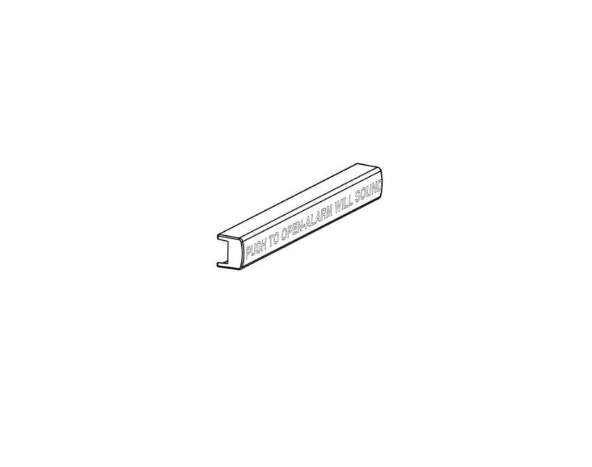 Picture of 101810-1 Device Wrap, "PUSH TO OPEN ALARM WILL SOUND", Red, English, 3 Foot Device