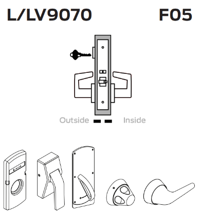 Picture of L9070 Classroom lock, exterior lockdown only