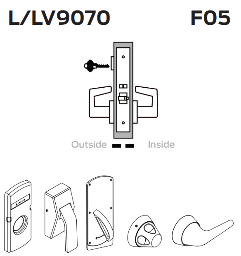 Picture of L9070 Classroom lock, exterior lockdown only