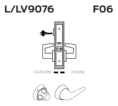 Picture of L9076 Classroom holdback lock, exterior lockdown only