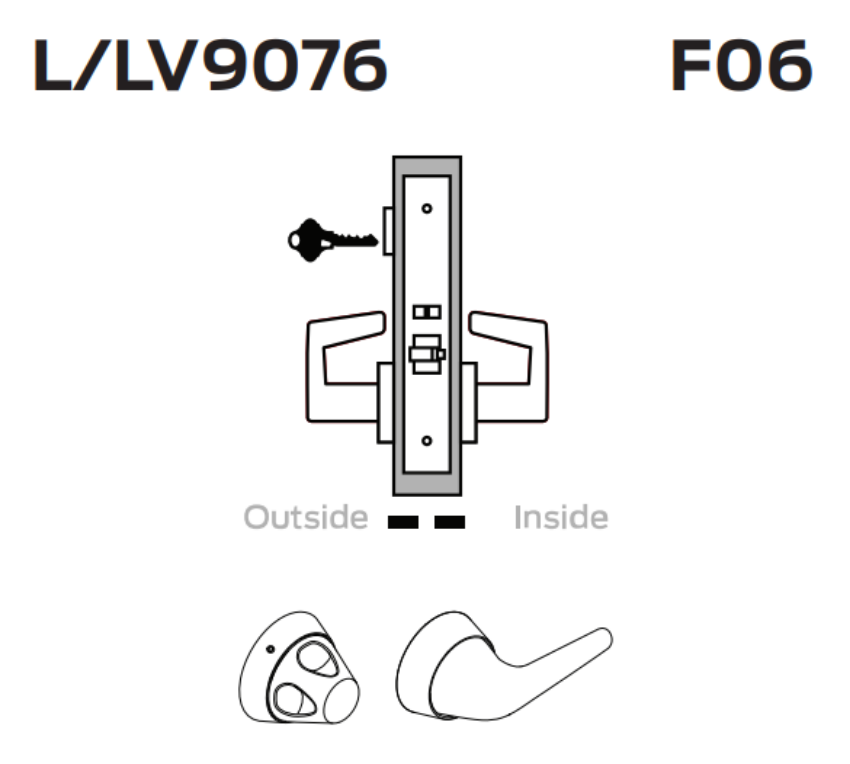 Picture of L9076 Classroom holdback lock, exterior lockdown only