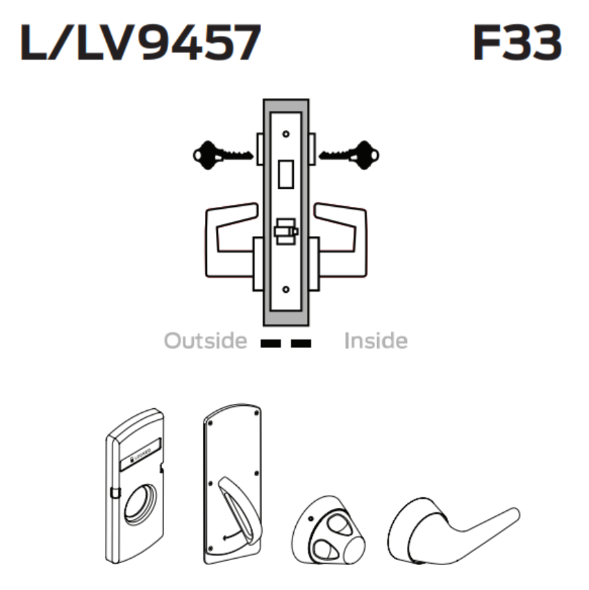 Picture of L9457 Classroom security lock with deadbolt