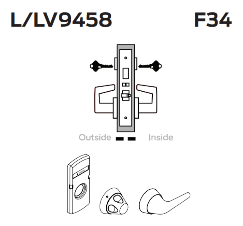 Picture of L9458 Classroom security lock with deadbolt and auxiliary latch