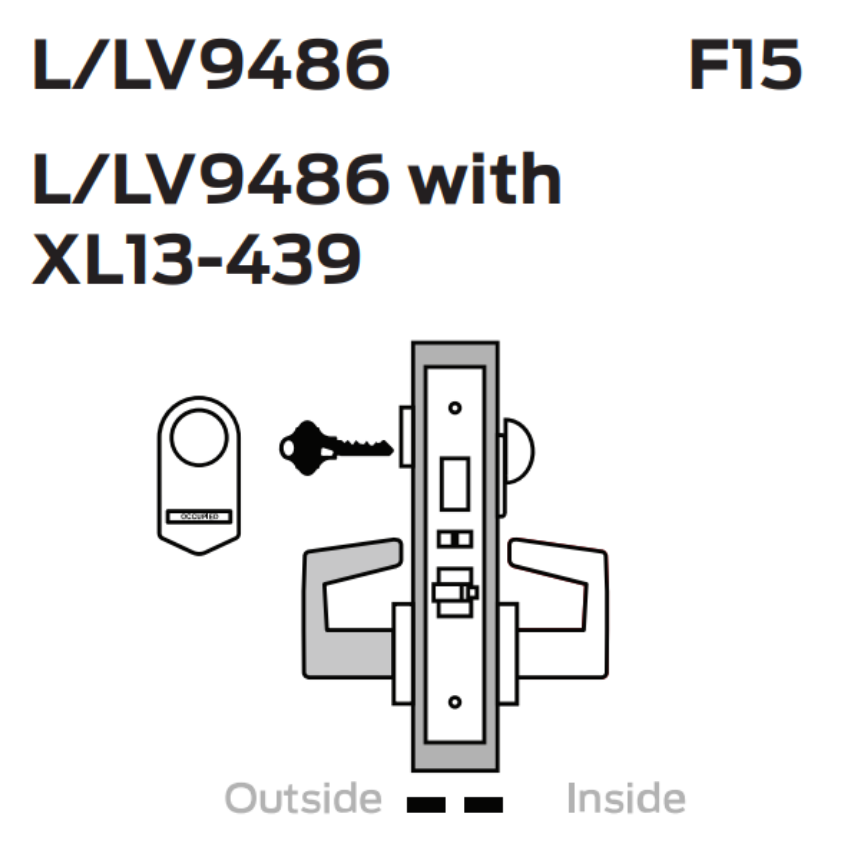 Picture of L9486 Faculty restroom/hotel lock with chevron indicator