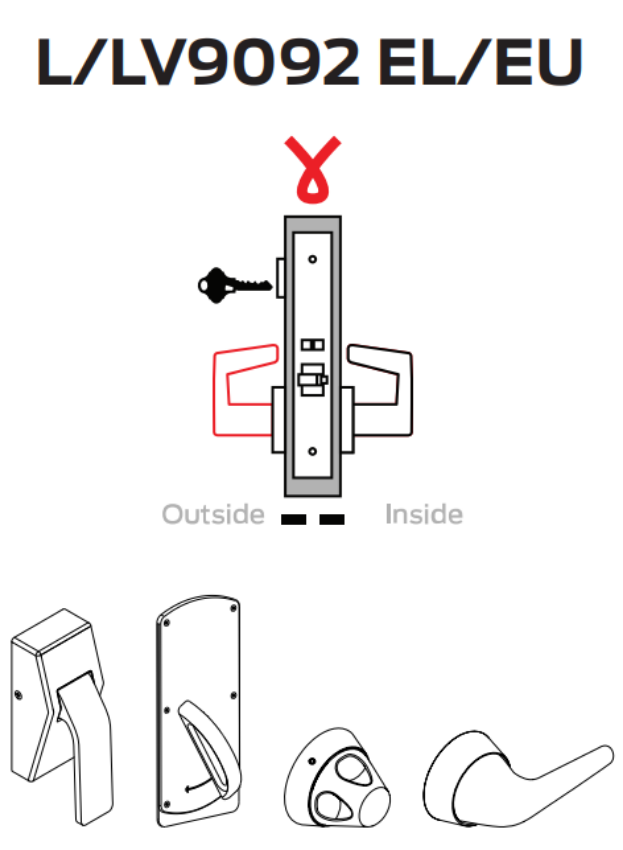 Picture of L9092 EL/EU Electrically locking/unlocking outside lever, outside cylinder