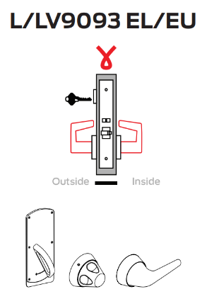 Picture of L9093 EL/EU Electrically locking/unlocking both levers, outside cylinder