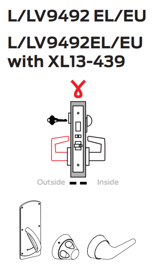 Picture of L9492 EL/EU Electrically locking/unlocking outside lever, outside cylinder, inside thumbturn with deadbolt