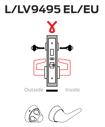 Picture of L9495 EL/EU Electrically locking/unlocking both levers, double cylinder with deadbolt