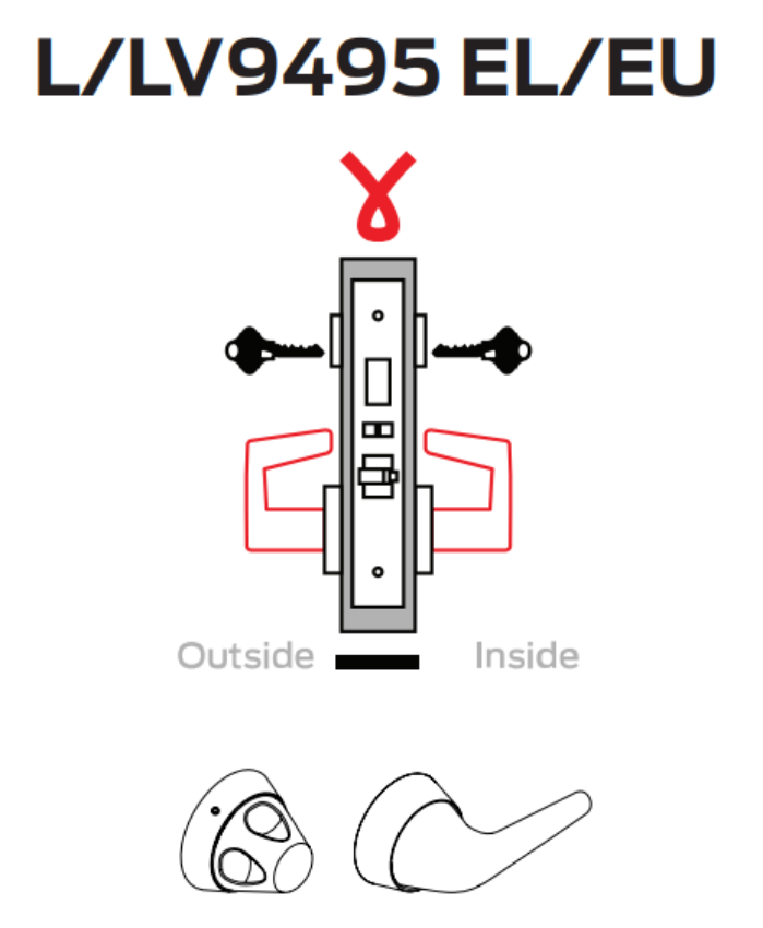 Picture of L9495 EL/EU Electrically locking/unlocking both levers, double cylinder with deadbolt