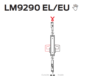 Picture of LM9290 EL/EU Electrically locking/unlocking outside lever, no cylinder, 2-point lock