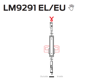 Picture of LM9291 EL/EU Electrically locking/unlocking both levers, no cylinder, 2-point lock