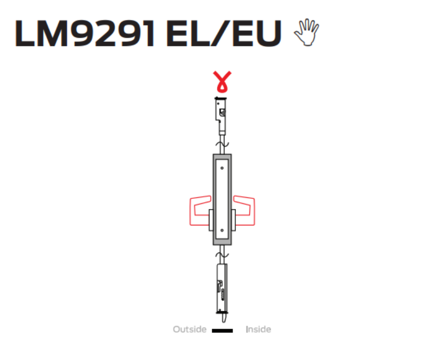 Picture of LM9291 EL/EU Electrically locking/unlocking both levers, no cylinder, 2-point lock