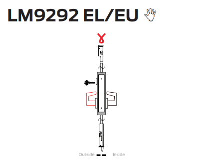 Picture of LM9292 EL/EU Electrically locking/unlocking outside lever, outside cylinder, 2-point lock