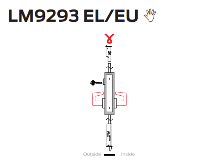 Picture of LM9293 EL/EU Electrically locking/unlocking both levers, outside cylinder, 2-point lock