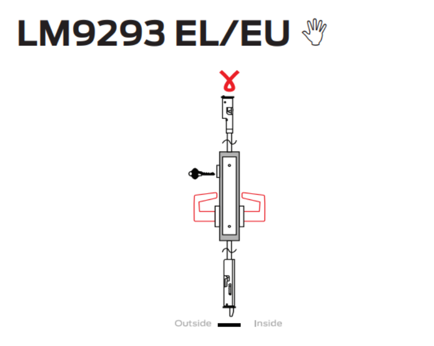Picture of LM9293 EL/EU Electrically locking/unlocking both levers, outside cylinder, 2-point lock