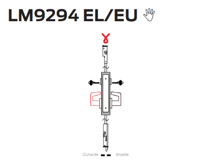Picture of LM9294 EL/EU Electrified outside levers lock two-point latch (inside and outside cylinder), 2-point lock