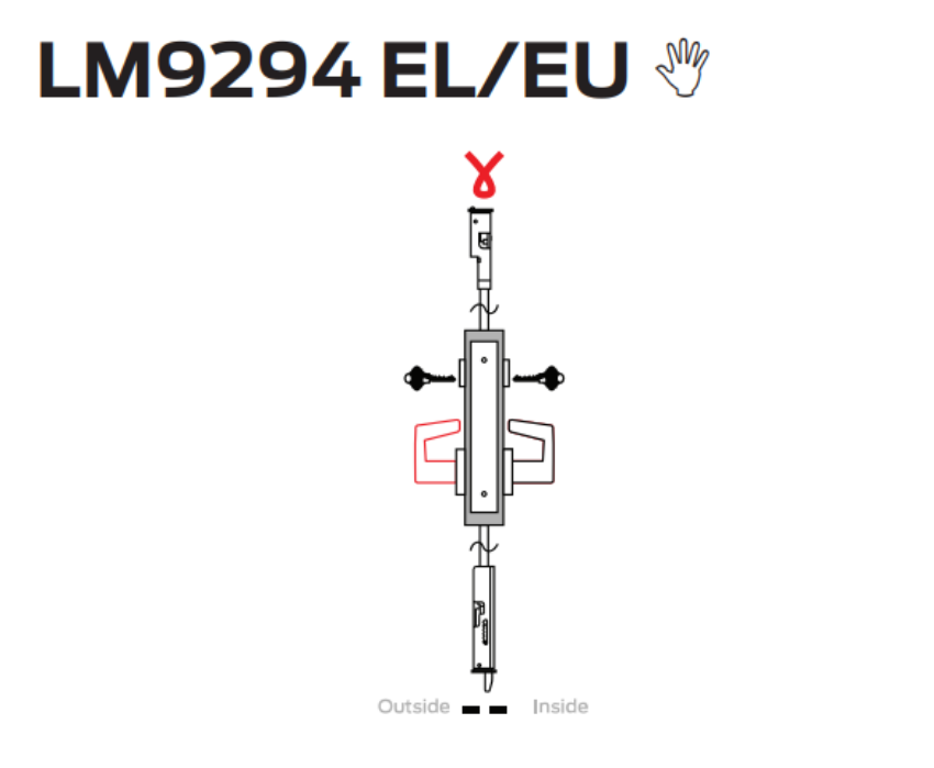 Picture of LM9294 EL/EU Electrified outside levers lock two-point latch (inside and outside cylinder), 2-point lock