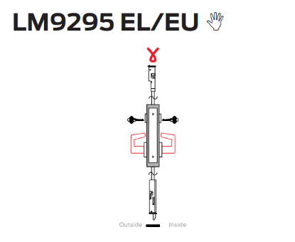 Picture of LM9295 EL/EU Electrically locking/unlocking both levers, Inside and outside cylinder, 2-point lock