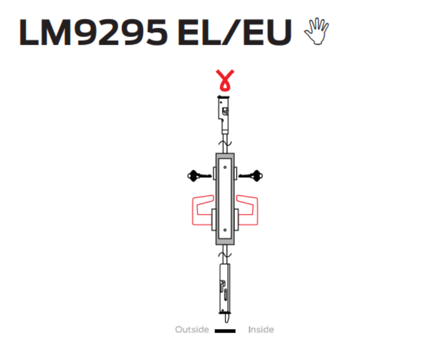 Picture of LM9295 EL/EU Electrically locking/unlocking both levers, Inside and outside cylinder, 2-point lock