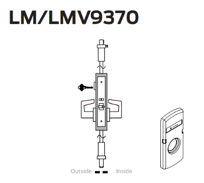 Picture of LM9370 3-point classroom lock, exterior lockdown only