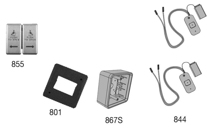 Picture of 8310-3855WS Actuator, Wall Mount, Logo, Wireless, Surface, Dual Vestibule, 4-3/4" x 4-3/4"